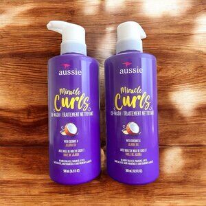 2 Aussie Miracle Curls Co-Wash with Coconut & Jojoba Oil 16.9 FL oz bottles NEW